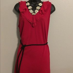 Red jersey knit dress